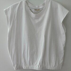 Madewell Womens White Boxy Cropped T-Shirt Top